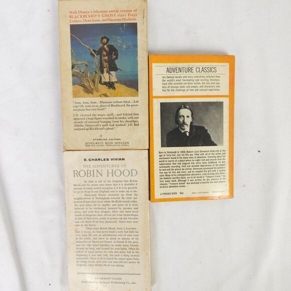 Vintage Fiction Book Lot - Teasure Island - Robin Hood - Blackbeard's Ghost - Picture 2 of 13